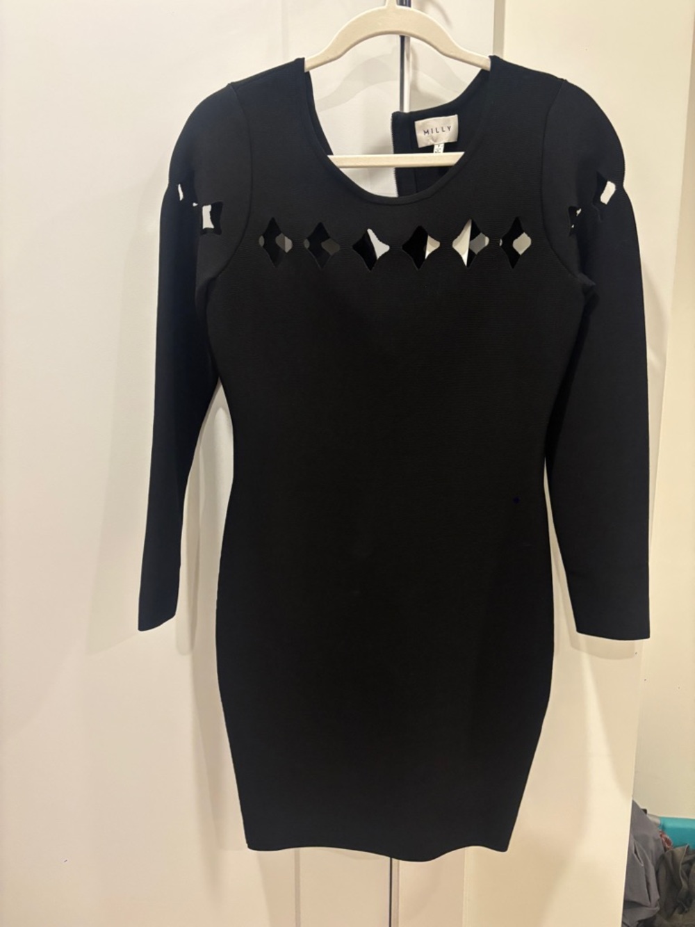 Milly Black Long-Sleeve Cutout Bodycon Dress size 0